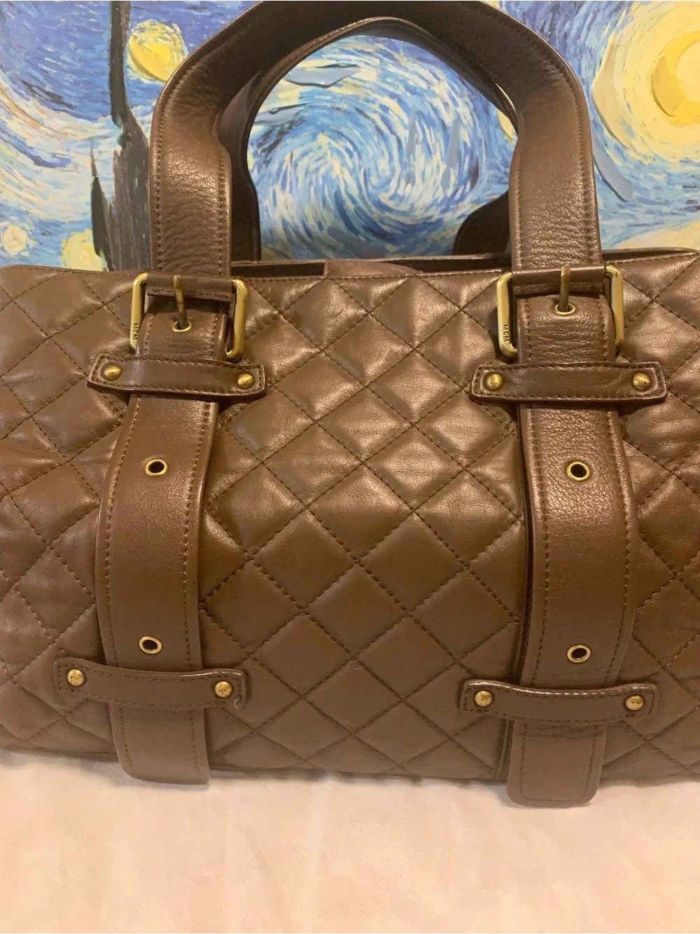 MCM Quilted Brown Leather Shoulder Bag Limited Edition - Picture 2 of 16